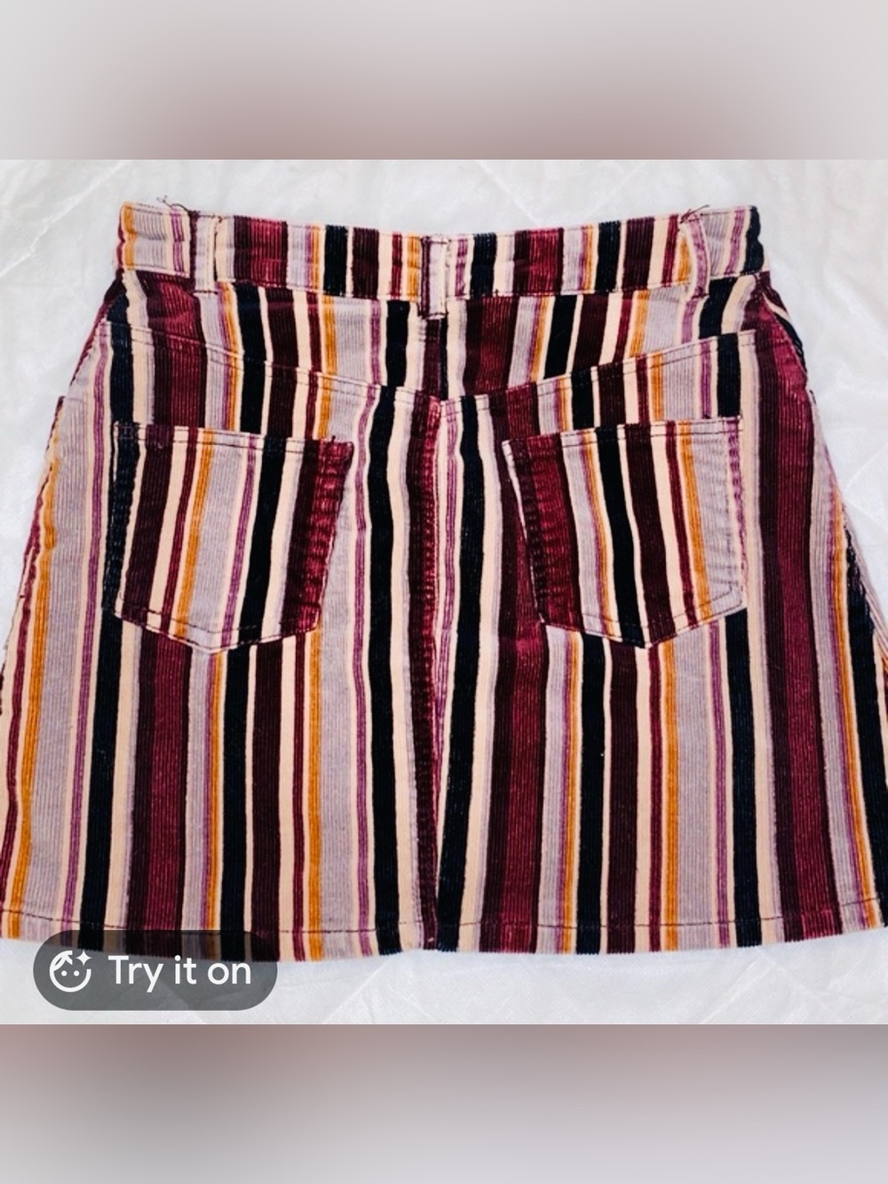 wild fable Striped Mini Skirt in Maroon, Taupe and Mustard retro vintage 70s